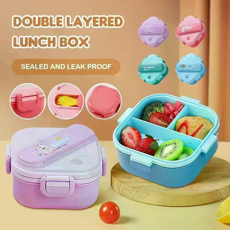 Cartoon Kids Bento Lunch Box 3 - Kids.Outdoor Utensils 评论和价格