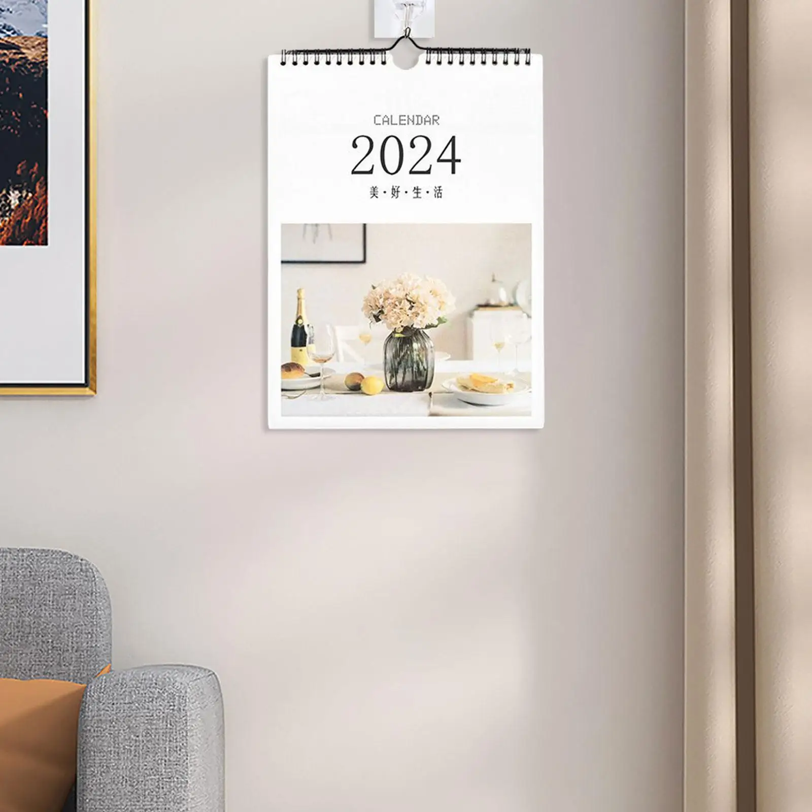 Coil Wandkalender mit Haken Ornamente Sept 2023-Dezember 2024 Monats kalender für Wohnzimmer Schule Schlafzimmer Urlaub Geschäft