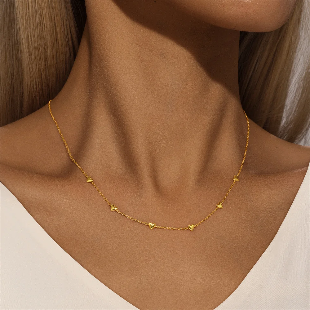 CANNER 925 Sterling Silver Smooth Heart Shape Overlay Clavicle Necklace For Women 18K Gold Ins Simple Necklace Fine Jewelry Gift