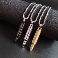 Bullet Shape Pendant Necklace Stainless Steel Chain Vintage Punk Style Jewelry For Men 3 Colors Available Fashion Accessory Gift