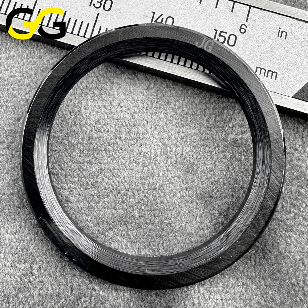 38,5mm * 30,5mm Hochwertige Keramik-Lünette Uhrenteile Zubehör Abgeschrägte Edle Weißgold-Textur Schwarz Kaffeefarben Lünette – Detail 3