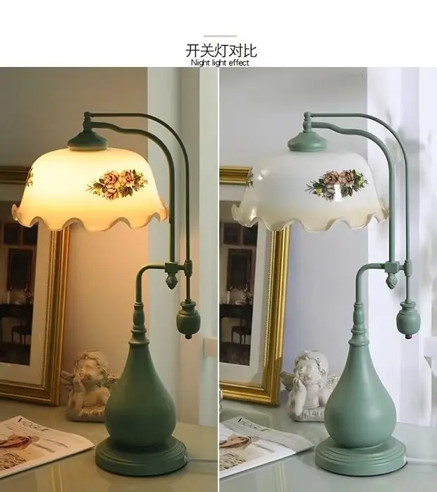 American Style Rural Decoration Desk lamp Living Room Luxurious Study Desk Lamp Classical Table Night Lamp Dropshipping