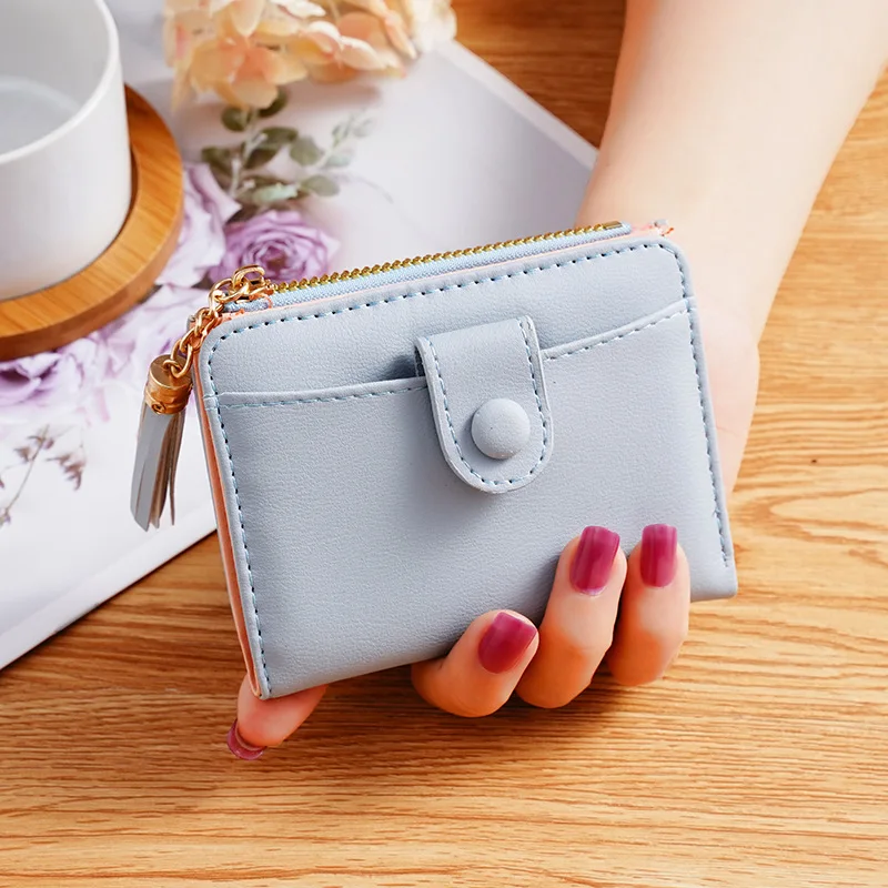 

New Solid Color Versatile Plain Short Women's Wallet Urban Simple and Fashionable Multi Functional Change Bag Card Bag