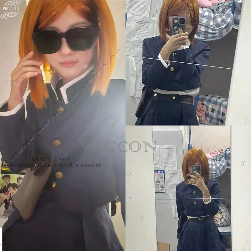 qq45 أنيمي Jujutsu تأثيري حلي Kugisaki Nobara الوشم الفتيات فستان موحد مجموعة كاملة الزي المدرسي النساء هالوين جلطة