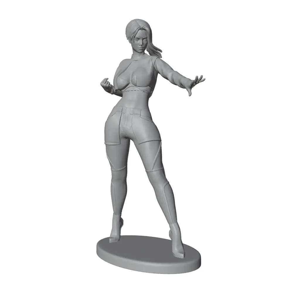 1/24 Intriguing kung fu girl resin model kit, 3D printed gray model doll, can be made into a model doll by yourself, not colored