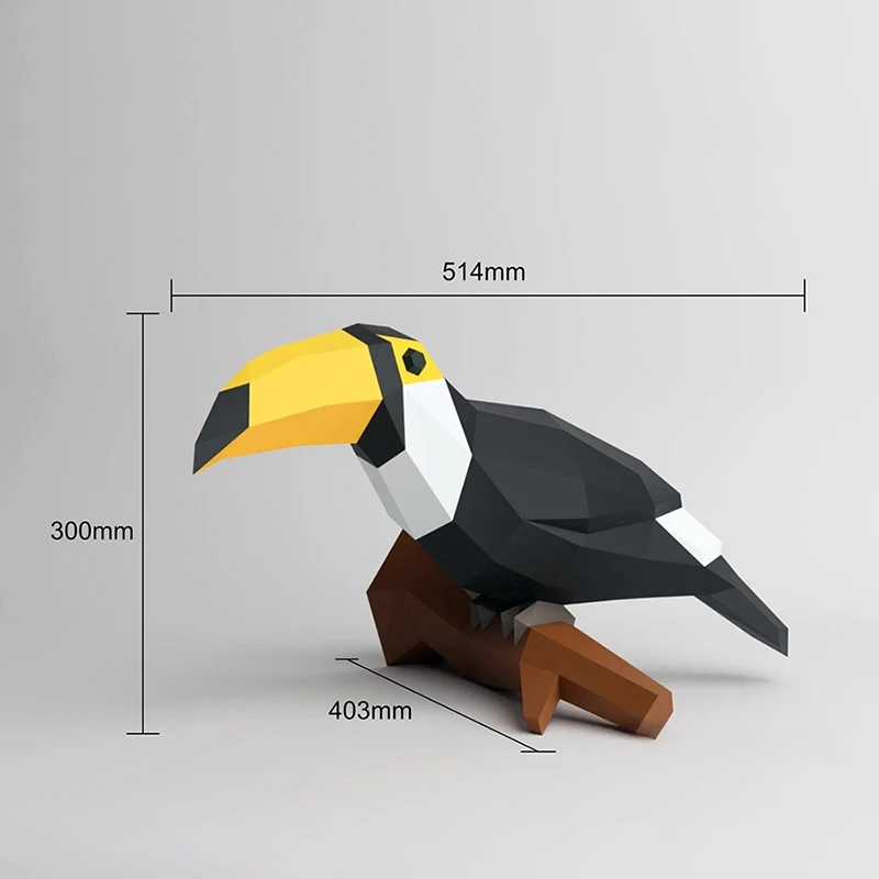 30cm Toucan 3D Paper Model Birds Animal Papercraft Home Decor Wall Decoration Puzzles Educational Kids Toys For Children Gifts