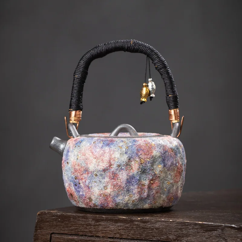 

Handmade Lifting Beam Teapot Old Rock Mud Clay Chinese Yixing Style For Gongfu Tea Ceremony Brewing Gift Set