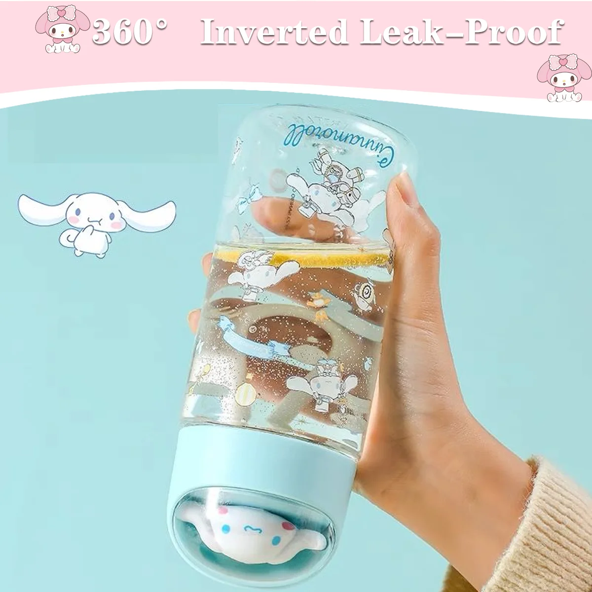 500ml Kawaii Sanrio Dolls  Transparent Cup Cartoon Water Bottle  Hello Kitty Kuromi Cinnamoroll Tritan Plastic Cup for Kids Gift - view 6