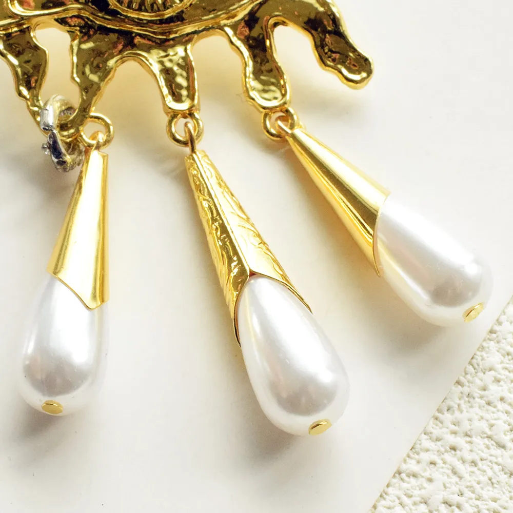 Vintage Ethnische Metalllegierung Vergoldete Augen Baumeln Ohrringe Für Frauen Schmuck Modenschau Aussage Ohrringe Zubehör – Detail 8