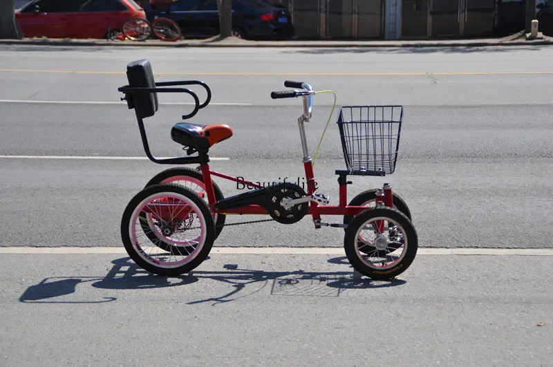 Middle-aged and elderly small human-powered bicycle rehabilitation four-wheel scooter, disc brake