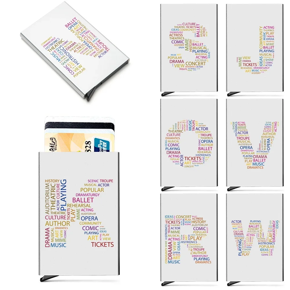 

Men Id Bank Credit Rfid Card Holder Color Text Letter Double Blocking Wallet Security Aluminum Box Metal Purse Card Holder Case