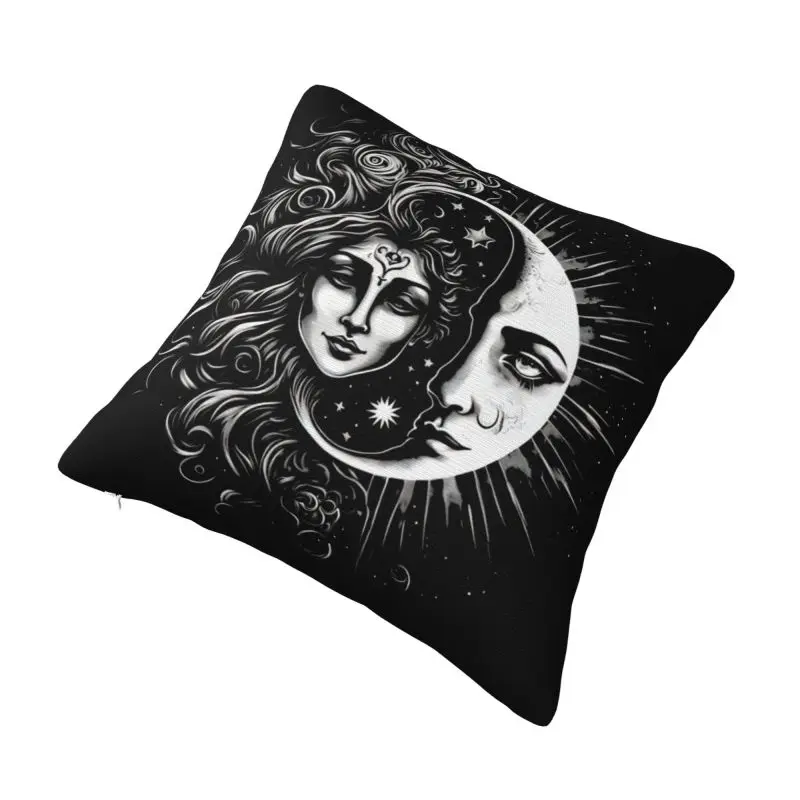 Custom Fashion Vintage Moon Solar Eclipse Cushion Cover 45x45cm Velvet Pillow Case for Car Square Pillowcase