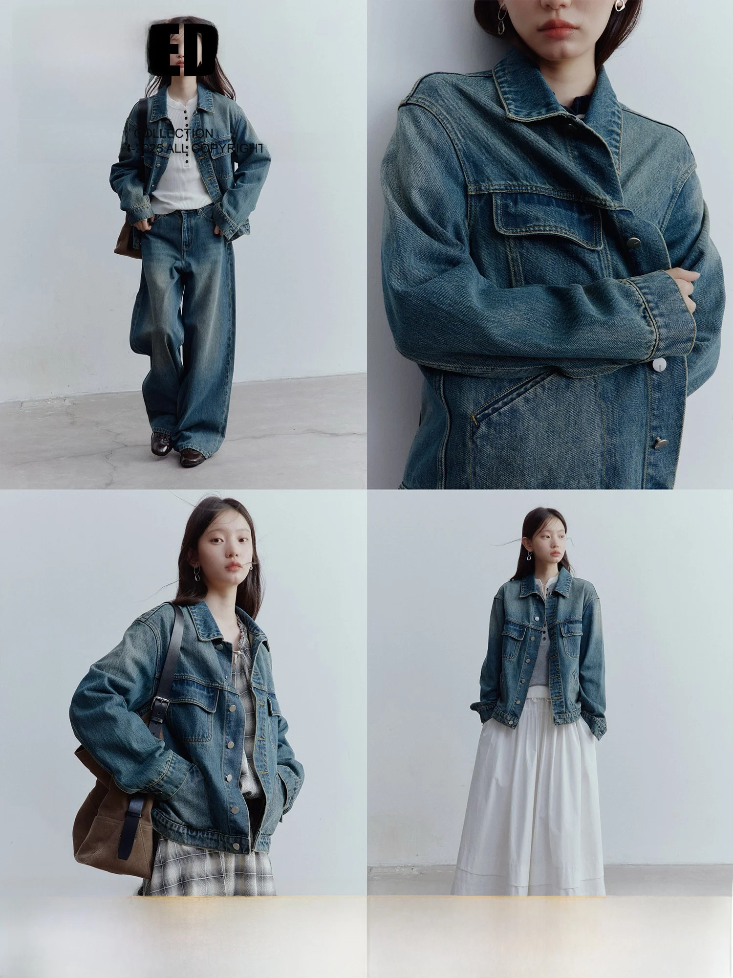 

Fussed Urban Collection Oversized Heavy-Waed Denim Jaet Commute Sle Long Sve Cotton Polyester Blend Women's Coat