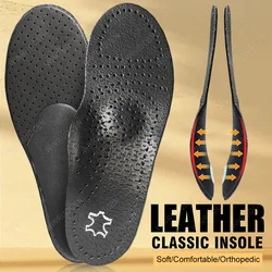 Leather Plantar Fasciitis Shoe Pads For Flat Foot Orthopedic Insoles Pain Arch Support Inserts Correction OX Leg Insole