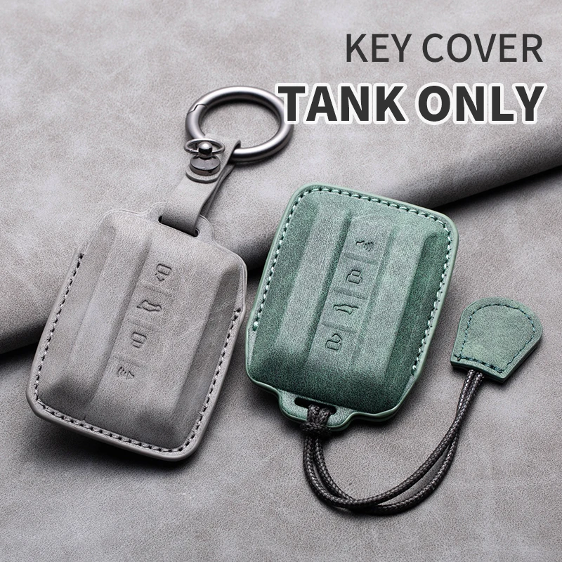 

Remote Car Key Case Cover Shell Fob For Great Wall GWM WEY Tank 300 500 22-23 Turn Fur Auto Leather Car Keychian Accessories