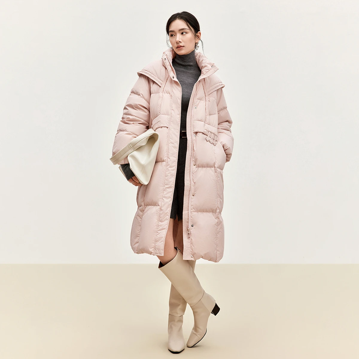 SENTUBILA أنيقة أسفل سترة المرأة 2025 شتاء جديد دافئ طويل أسفل معاطف الصلبة يندبروف مقنعين معطف منتفخ الإناث W44Y56062 #5