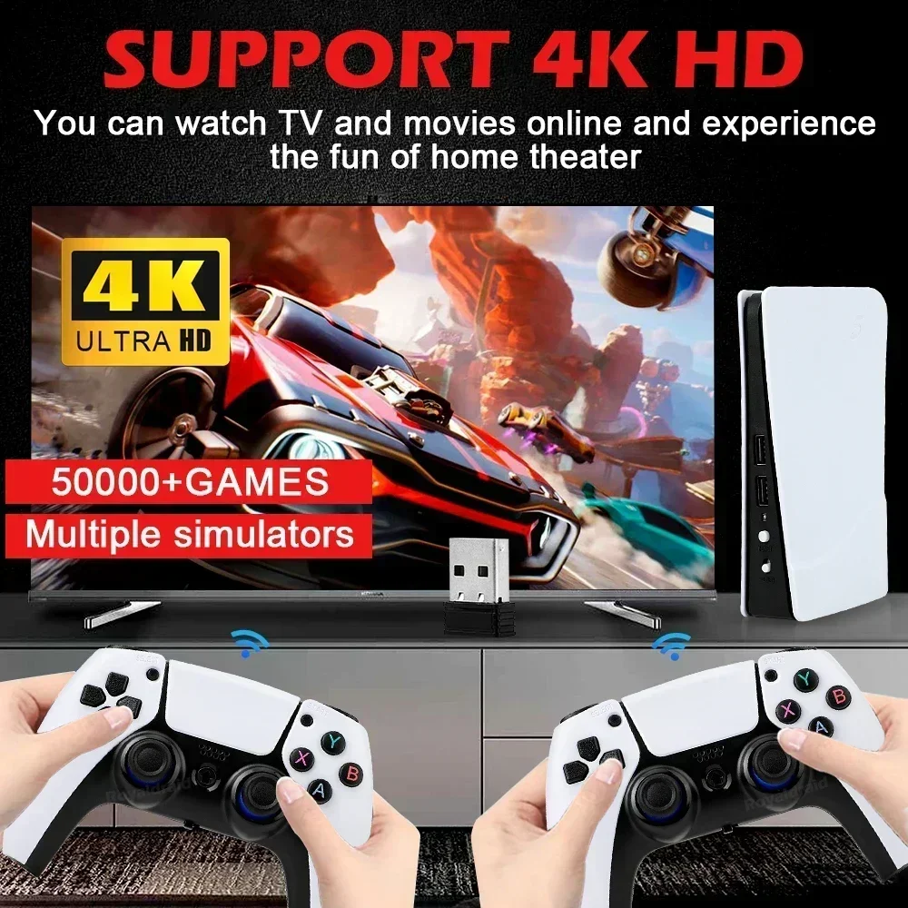 GB5 لعبة فيديو وحدة التحكم 256G 50000 + ألعاب ريترو HDTV صندوق الألعاب 5 مع اثنين من لوحة الألعاب 45 محاكي ل PS1/PSP/NDS/N64 عصا الألعاب