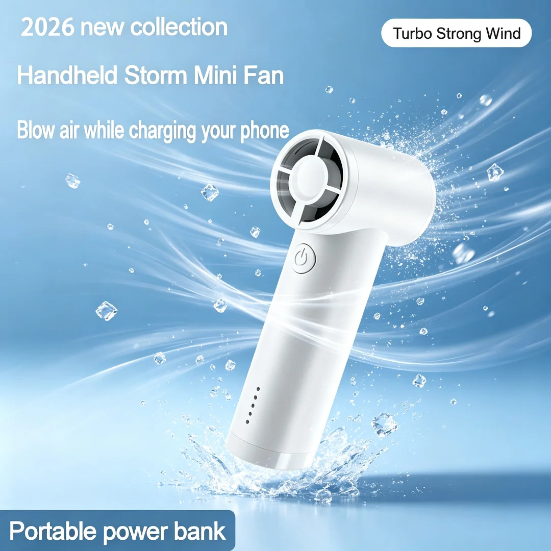 High Speed Turbine Handheld Fan Portable USB Charging Built In Battery Energy Saving Mini Pocket Fan For Outdoor Camping Travel
