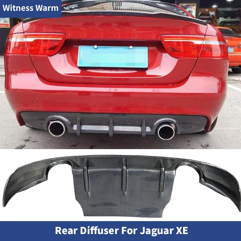 Fit for Jaguar Xe Carbon Fiber Double Out Rear Bumper Diffuser Bumpers Lip Spoiler 2015-2018 Sedan