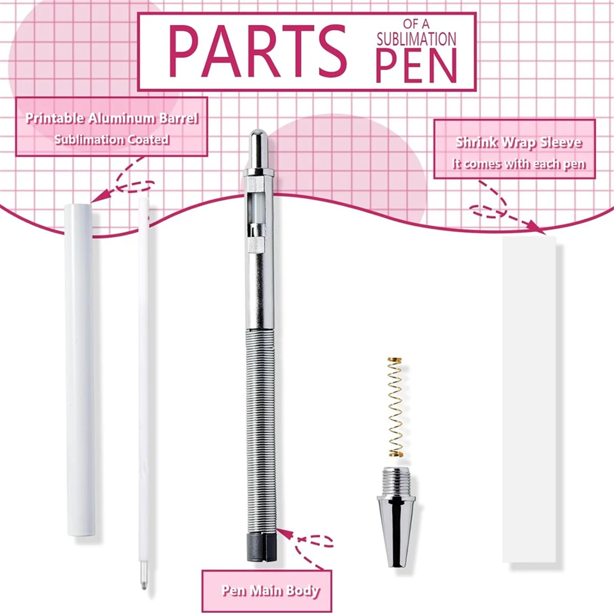 جديد 10 قطعة قلم التسامي فارغ بدون قرصة يتقلص التعبئة والتغليف ، نقل الحرارة التسامي قلم حبر جاف ، لمكتب DIY