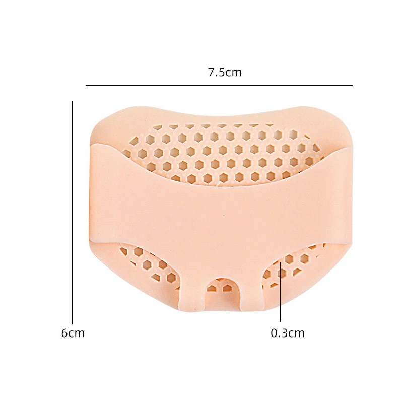 Almofadas antiderrapantes favo de mel de silicone, palmilhas metade do tamanho, antepé em gel, almofada para sapatos, alívio das dores, ortóticos, protetor para os pés, 1 par