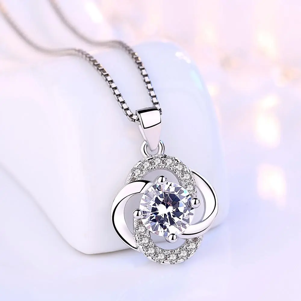 Halskette aus 925er-Sterlingsilber mit Zircom für Damen, 18 Karat vergoldet, Schmuckanhänger, Geburtstagsparty-Geschenk, Schmuck, Geschenk, Neu, N394