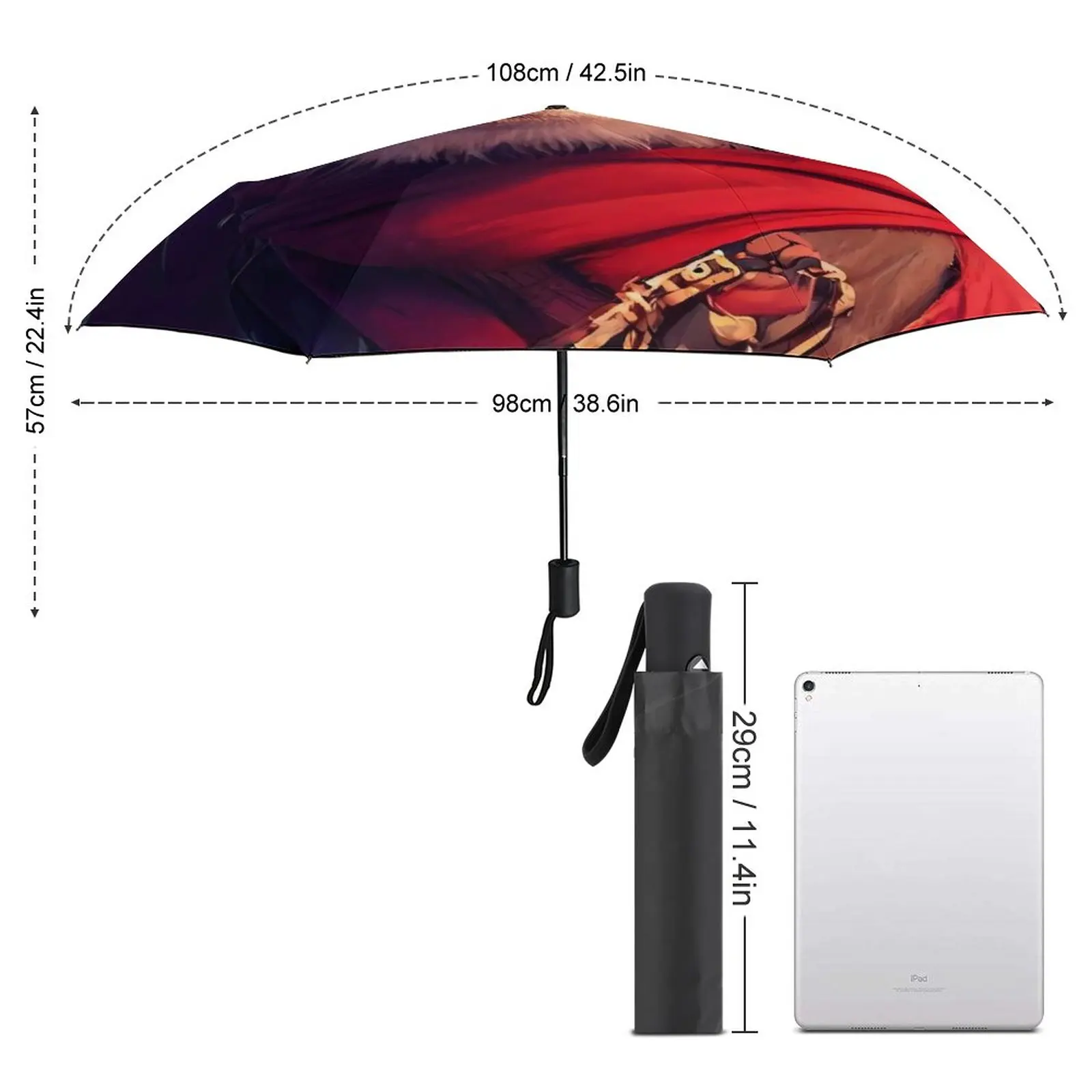 Funny Animal Umbrella Pirate Bat Print Protection Sun Umbrella Elegant Automatic Design Reinforced Umbrella