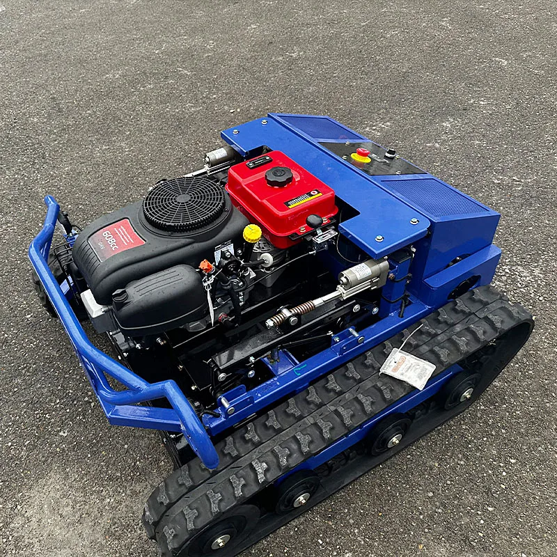 

Customizable, high-quality, all-terrain AI-powered remote lawnmower robot with engine for garden farms.