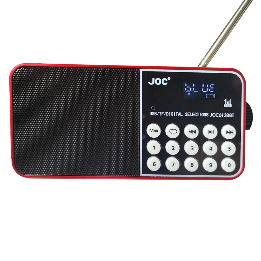 راديو FM محمول قابل لإعادة الشحن سمّاعات بلوتوث USB TF مشغل MP3 مع إضاءة LED 3.5 مللي متر سماعة جاك راديو خارجي استقبال FM