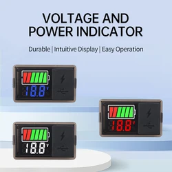 DC 8~30V Digital Display Voltage And Power Indicator For Lithium Battery/Acid Battery/Lithium Iron Battery USB+Type-C Interface