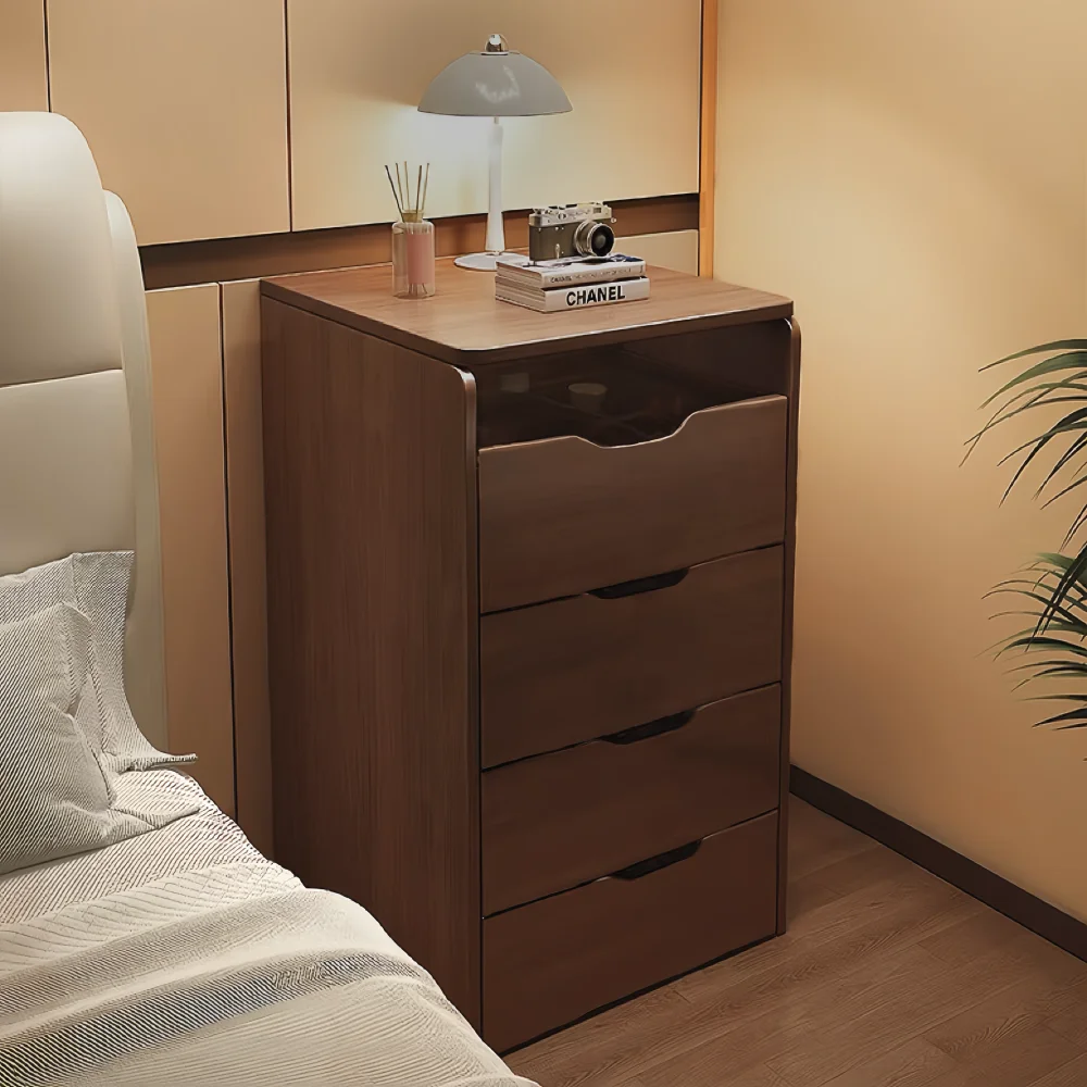 (60cm)(Walnut) 3 in 1 Vanity Desk with Plip Top Mirror Small Make Up Vanity Set with Visible Glass Desktop Compact Makeup Vanity