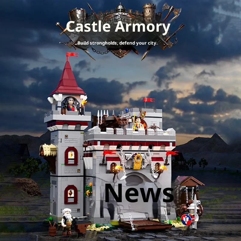 

Модель здания, лампа, средневековая модель арсенала замка, украшения для вида на улицу из строительных блоков