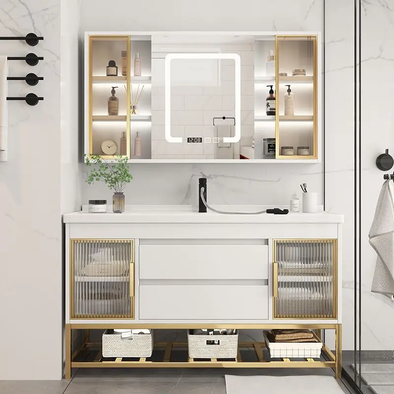 Bathroom Vanity Cabinets With Sink Organizer Simple Modern Ceramic Integrated Basin Bathroom Cabinet Combined Home Furniture