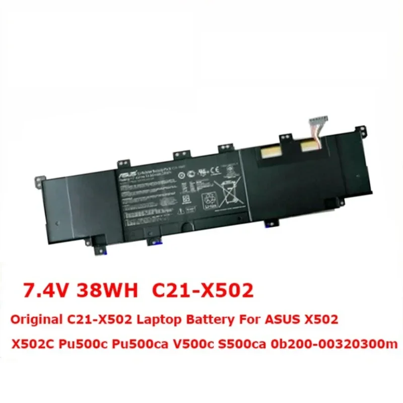 C21-X502 Laptop Battery for ASUS X502 X502C Pu500c Pu500ca V500c S500ca 0b200-00320300m C31-X502  7.4V 38Wh