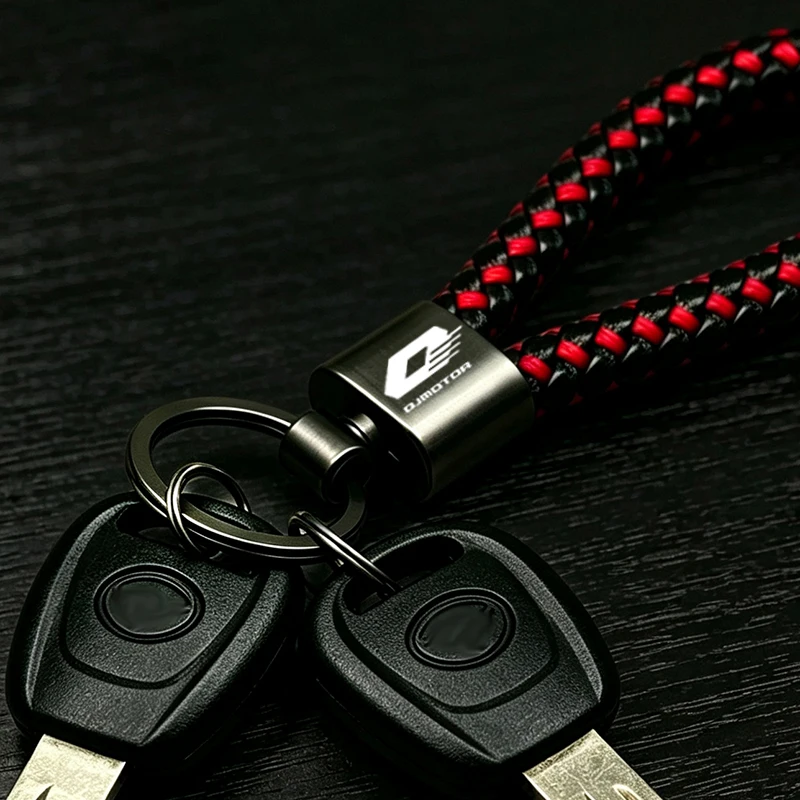 Motorcycle Braided Rope Keyring Metal Anti-lost Keychain Accessories For QJMOTO QJ SRT 800 800X 800SX SVT 650 X SRT700