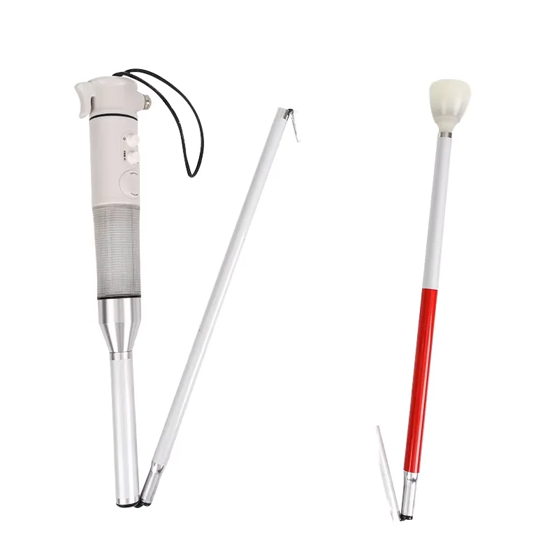

Reflective Folding Crutches with Audible & Visual Alarm Multifunctional Smart Blind Cane for Safety