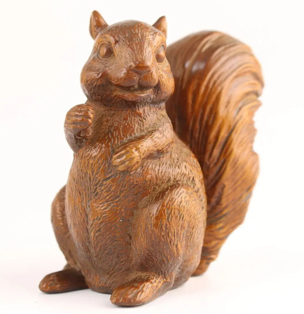 old boxwood handmade fortune squirrel statue collectable hand piece netsuke