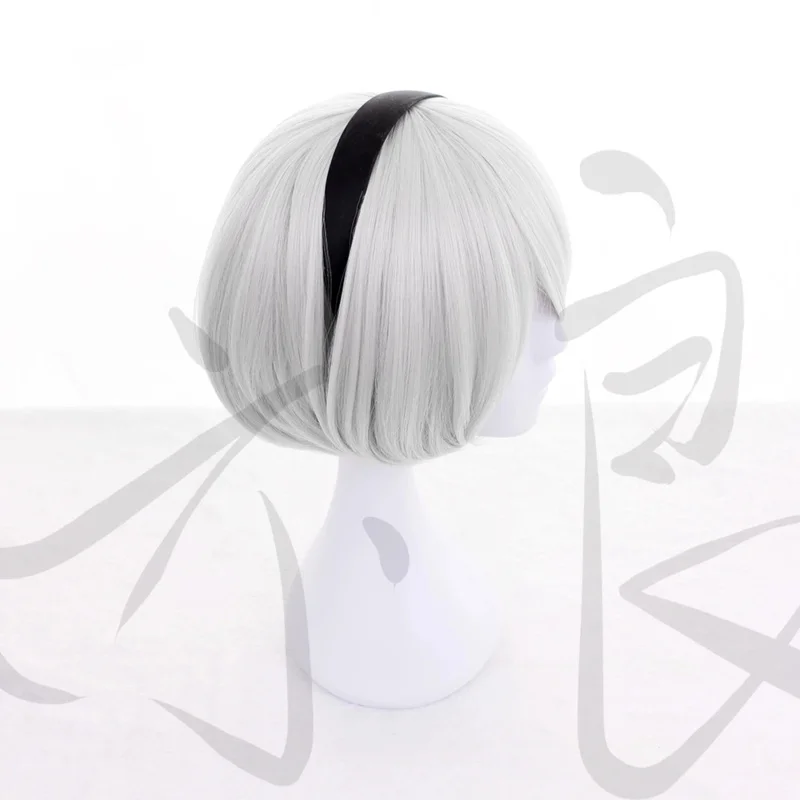 didi 2025 2025 hhh2B NieR:Automata 2B YoRHa Short Silver Grey Bobo Synthetic Hair 2B Cosplay Halloween Carnival +Wig C