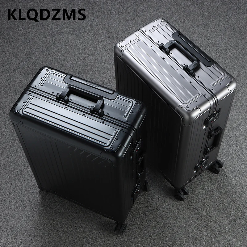 KLQDZMS 20 Inch Rolling Suitcase Full Aluminum Magnesium Alloy Boarding Box 28 Large Capacity Trolley Case 24 Business Luggage