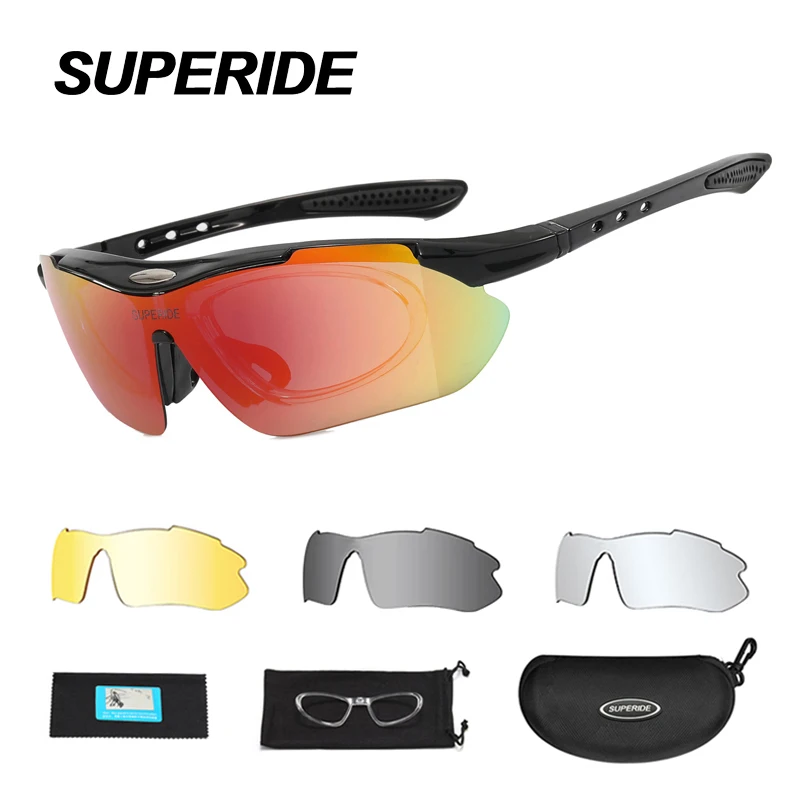 SUPERIDE Polarized Riding Cycling Sunglasses 4 Lens UV400 Road Bike MTB Bicycle Glasses Outdoor Hiking Running Fishing Eyewear