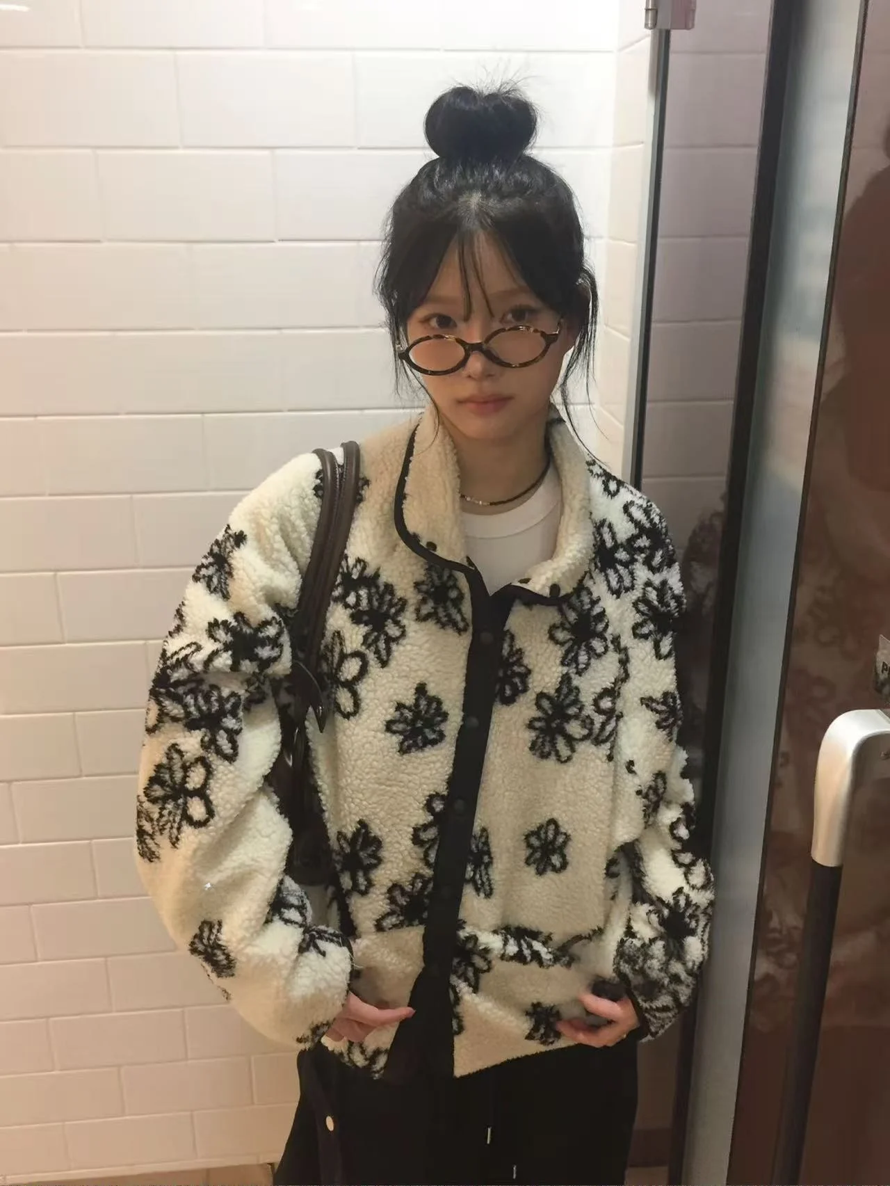 Manteau en fourrure d'agneau Double face pour femme, décontracté, chaud et Sle, Long, Design Floral, coupe ample, adapté aux déplacements, tout hiver