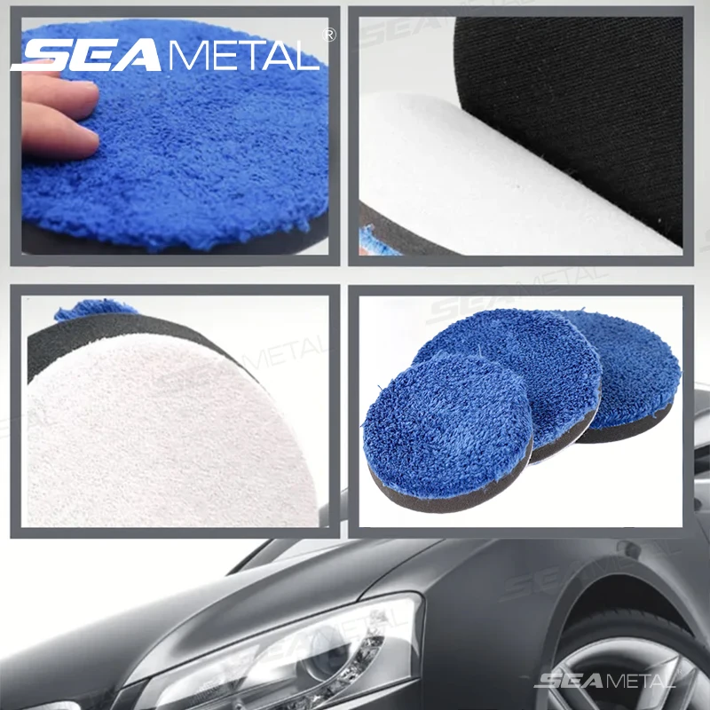 SEAMETAL 1/2pcs 4/5/6inch Microfiber Polishing Pad Wax Buffer Pads for Car Body Polish Micro Fiber Polishing Kits Car Accessorie