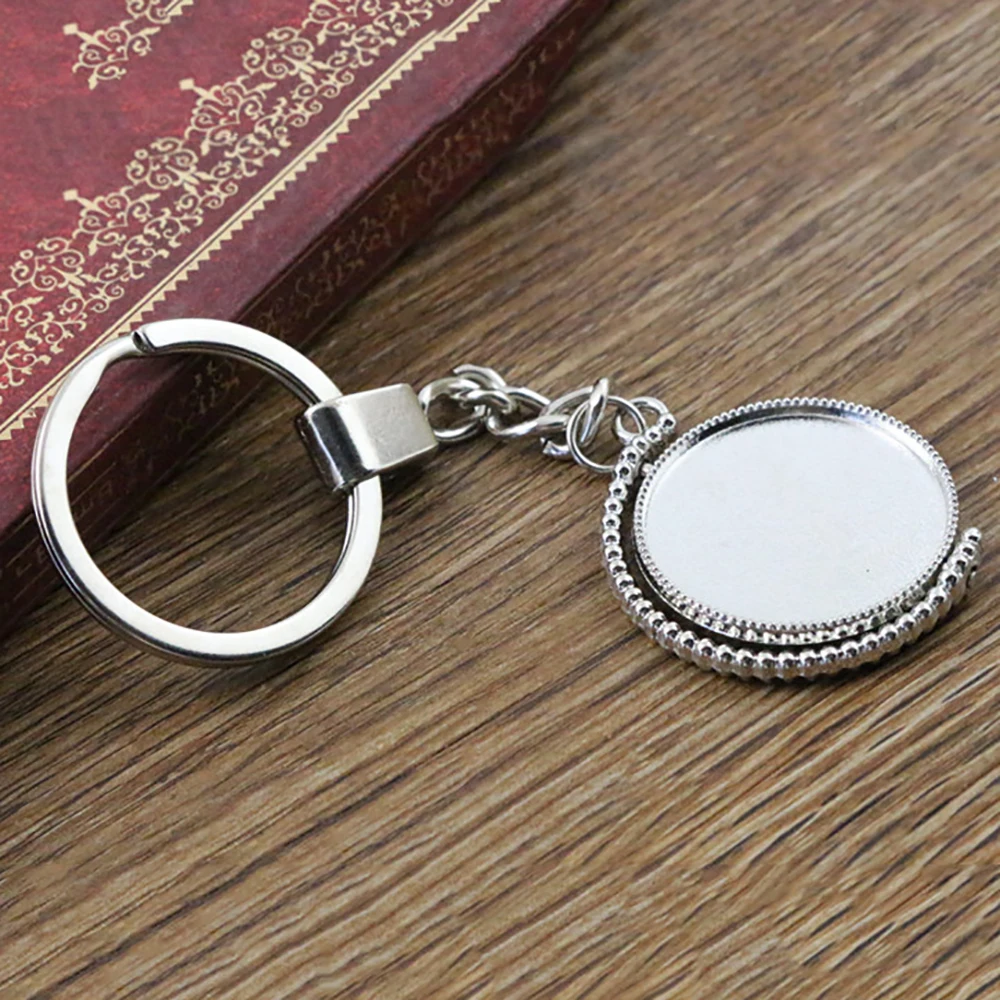 New Fashion Keychain inner size 25mm Cabochon Base Setting Pendants DIY Men Jewelry Car Key Chain Ring Holder Souvenir For Gift