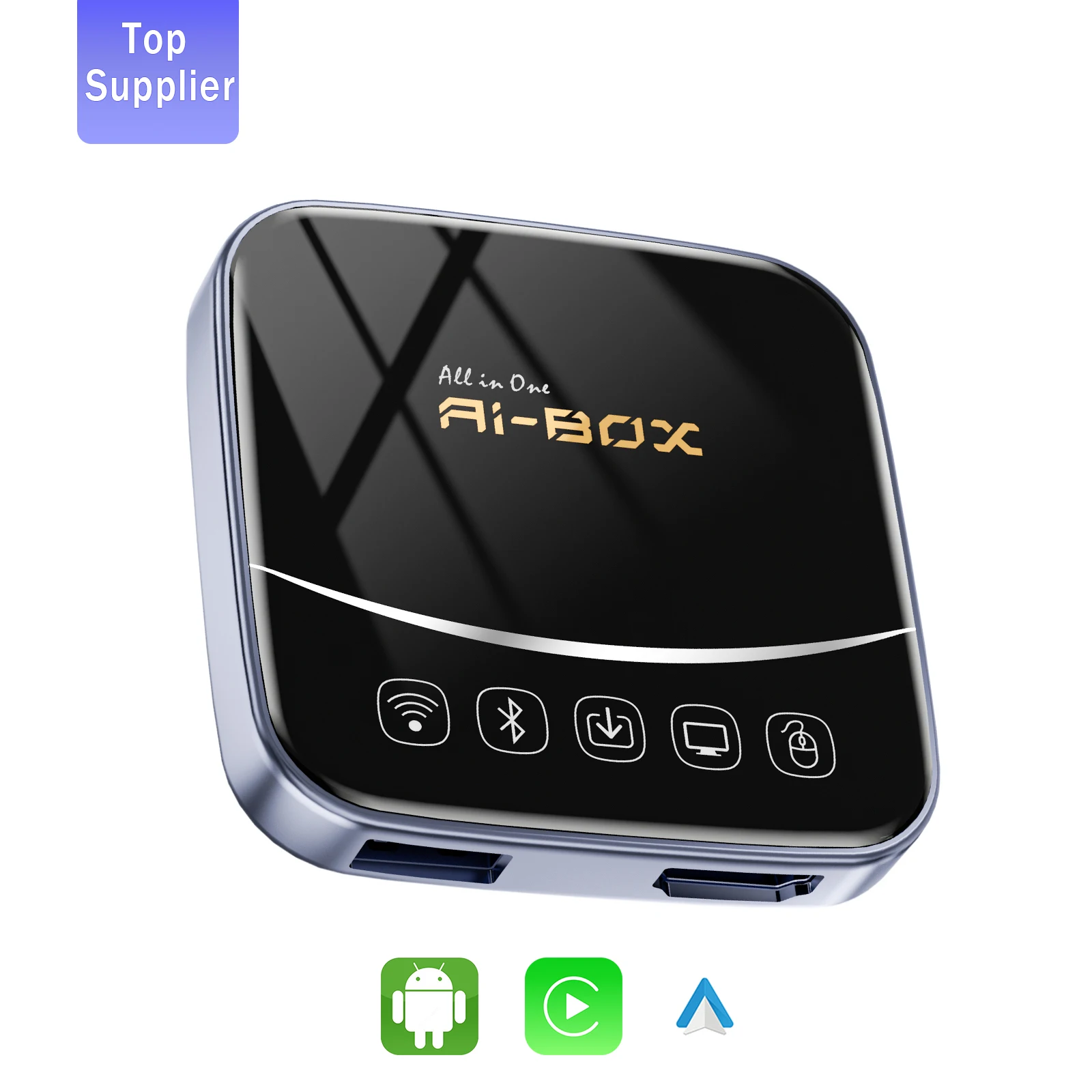 

Fuallwin CarPlay AI Box Adapter with Android Auto Dual-Band Wi-Fi Bluetooth USB for YouTube Netflix IPTV