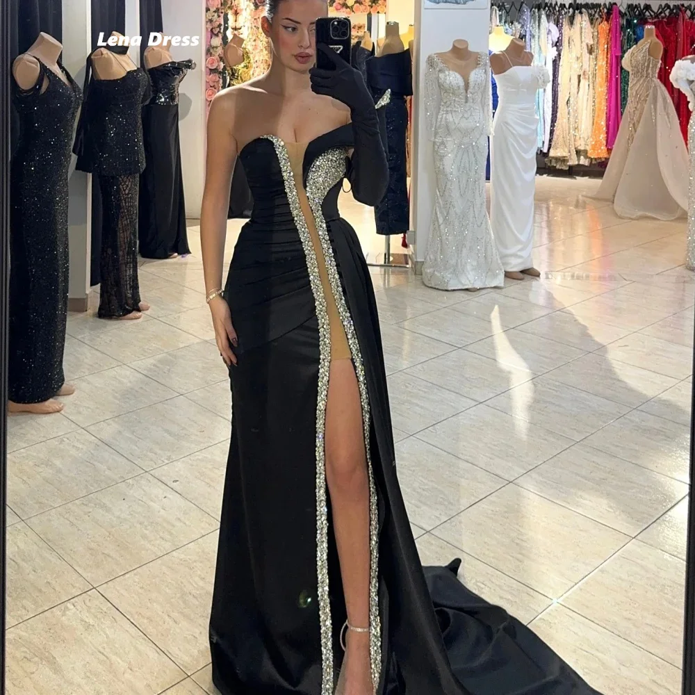 Lena Fish Tail Wedding Party Dress Elegant Party Dresses Woman Shiny Off the Shoulders Women Evening Dress Custom Made Side Slit