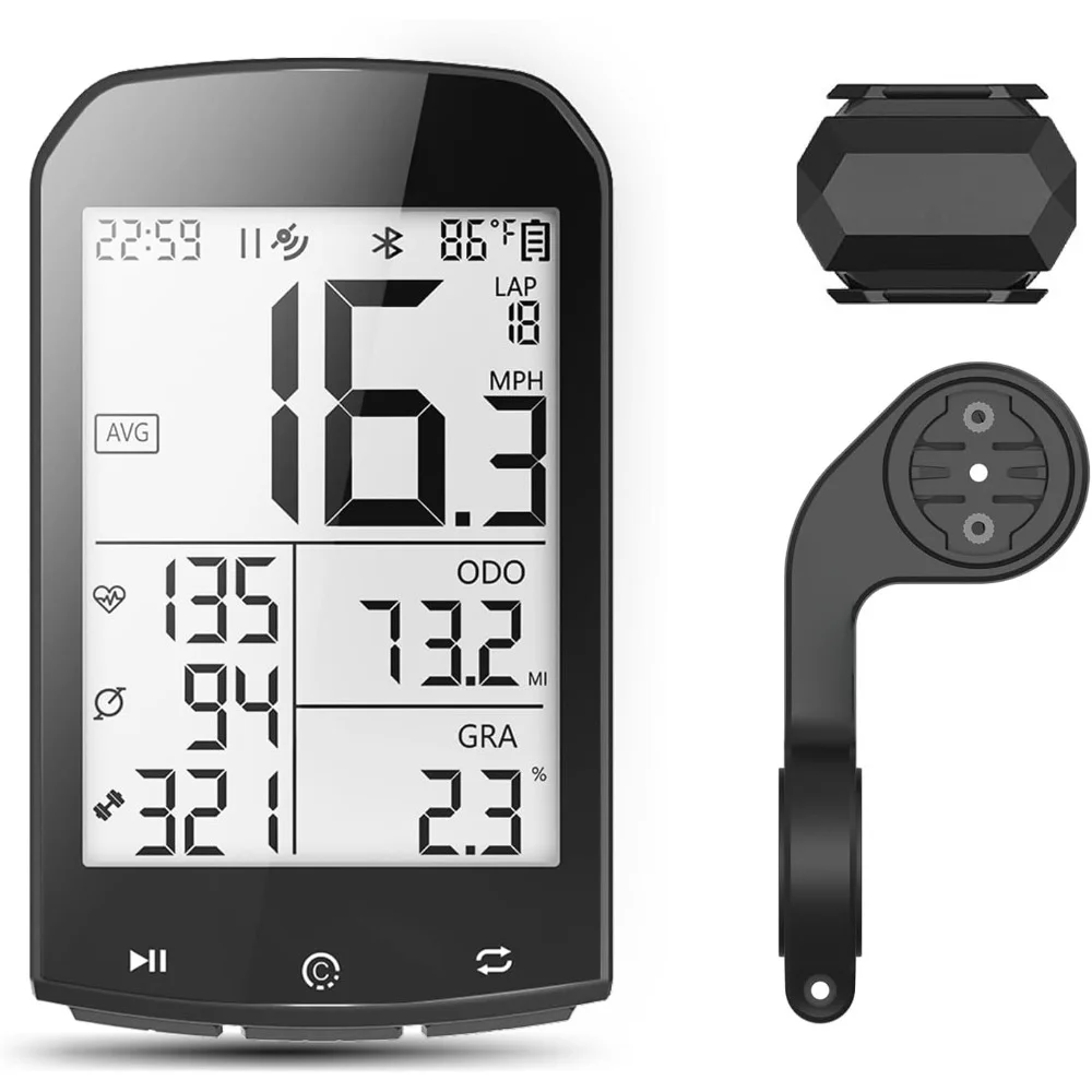 Bike Computer GPS Wireless, Multifunctional ANT+ Bicycle Computer GPS with 2.9 LCD Screen, Bike Speedometer with Auto Backlight