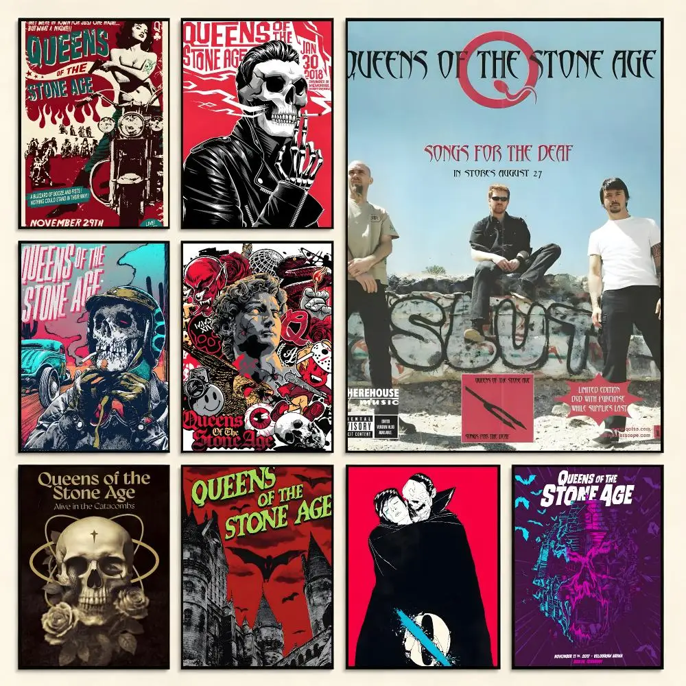 Band Rock Q-Queens Of The Stone Age Poster Digital Solvent Print Waterproof PP Fade-Resistant Wall Art Room Decor Gift