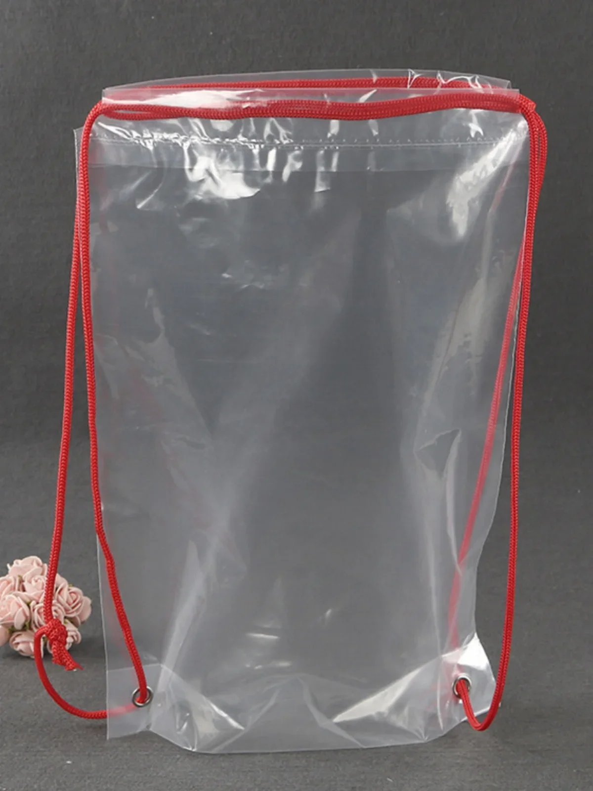 

10pcs Drawstring Sport Backpack Bag Plastic PE Transparent Frosted Drawstring Storage Bags Portable Backpack for Marathon Events