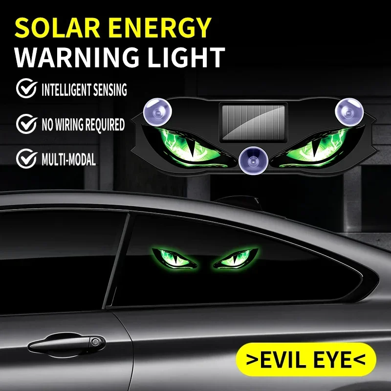 Solar warning flashing signal indicator light, windshield devil's eye LED with suction cup SUV car window LED ambient light