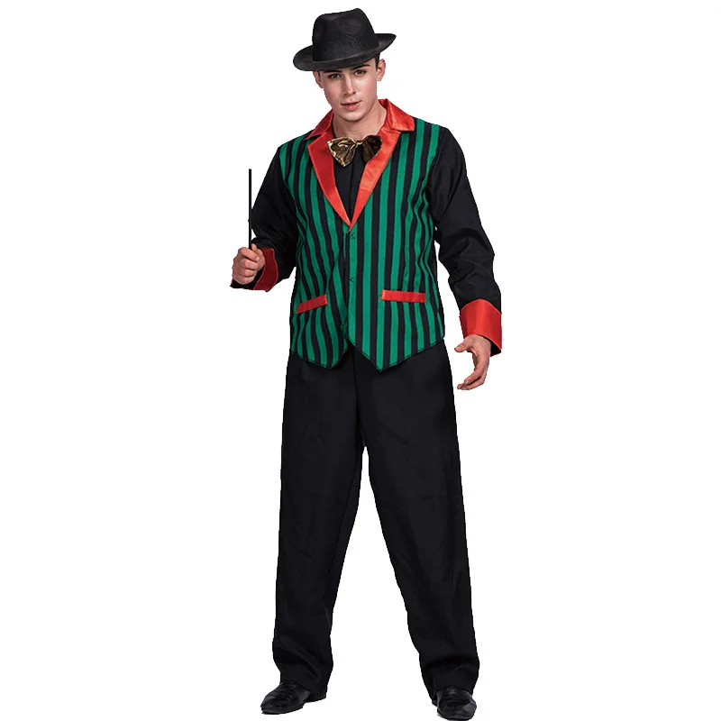 

European and American Magician Suits, Halloween Party Events, Stage Props, Performance Suits, Striped Vests